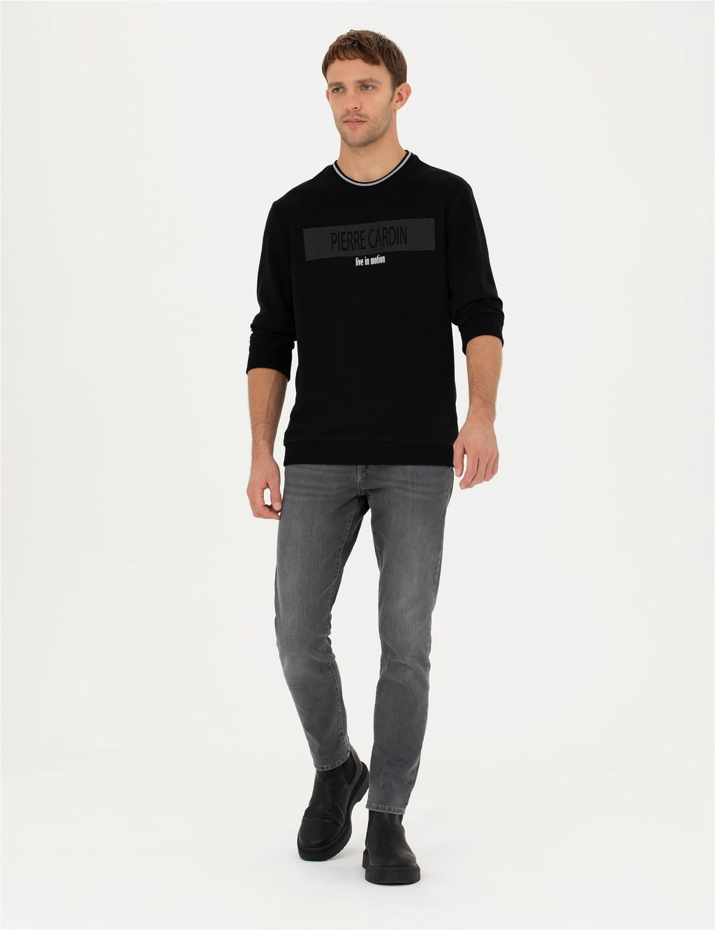 Siyah Regular Fit Bisiklet Yaka Sweatshirt - Pierre cardin фото 4