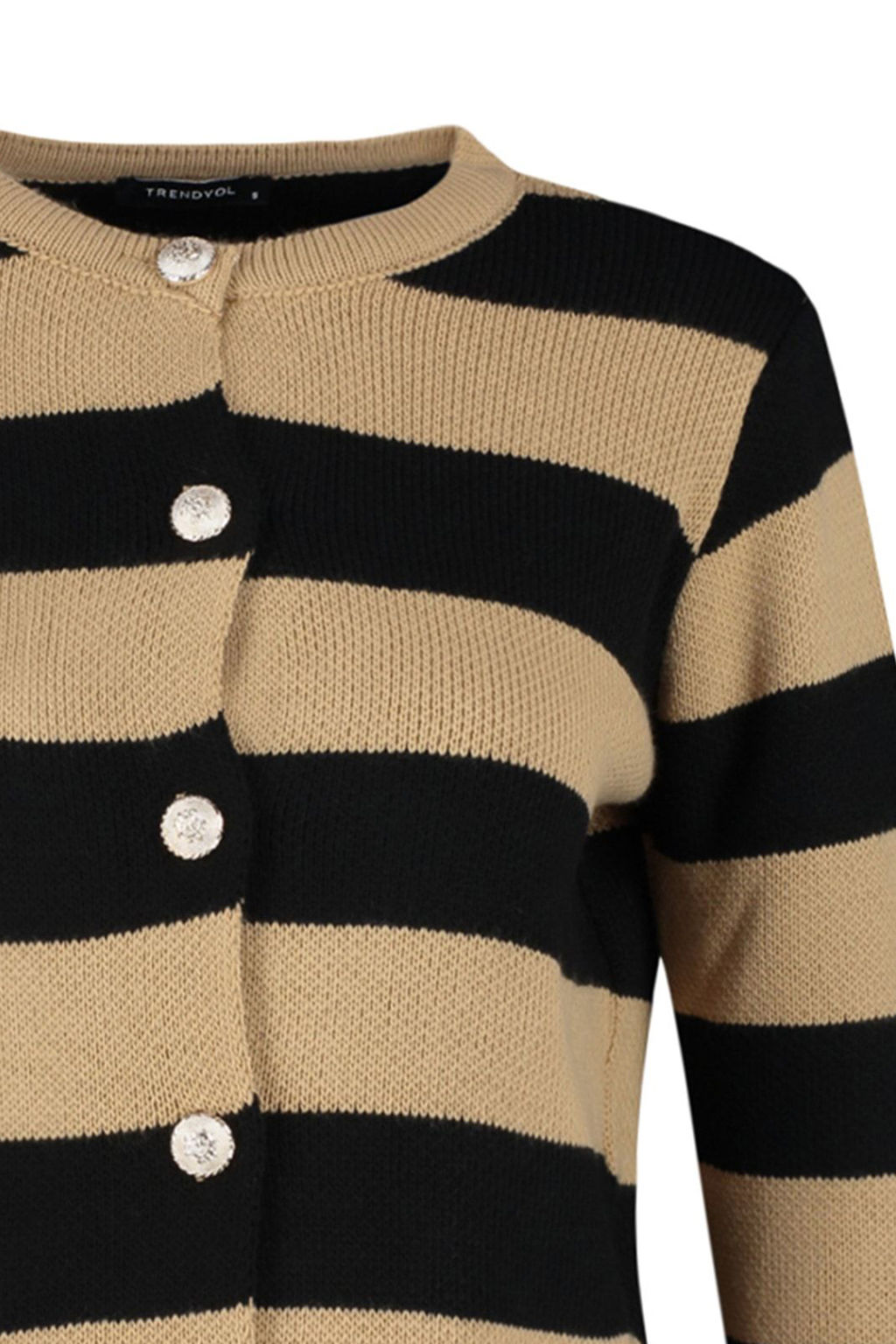 Camel Cizgili Basic Ceket Gorunumlu Triko H?rka TWOAW24HI00091