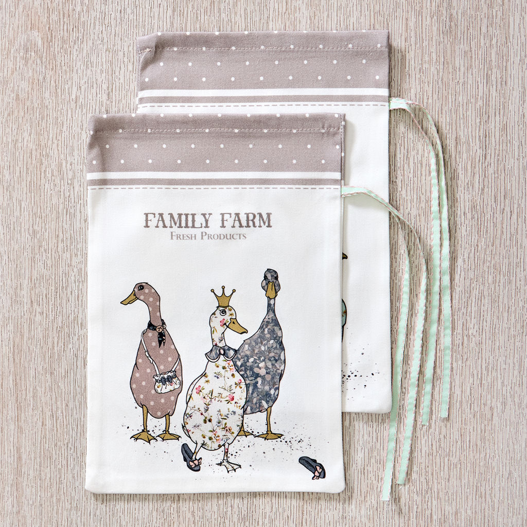 НАБОР МЕШОЧКОВ ИЗ 2-Х ШТ FAMILY FARM 20Х29СМ,100%ХЛОПОК,КАПУЧИНО,ТВИЛ,ПРОПИТКА - Lefard фото 2