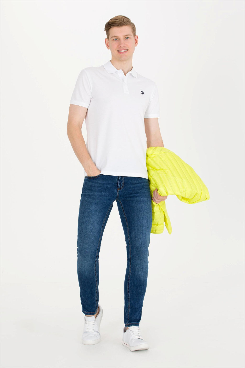 U. S. Polo Assn Мужская белая базовая футболка с воротником-поло - U.s. polo assn фото 10