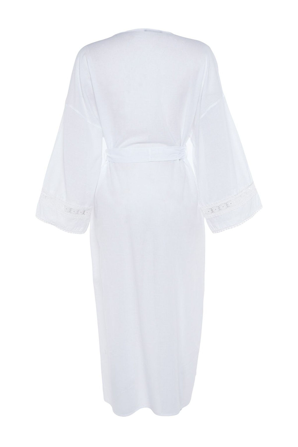 Ekru Kusakl? Dokuma Serit Aksesuarl? Midi Plaj Kimono&Kaftan TBESS21KM0008 - Trendyolmilla фото 9