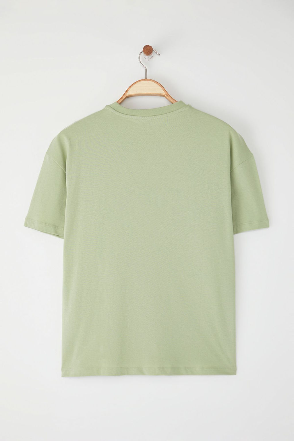 TRENDYOLMILLA Mint %100 Pamuk Oversize/Genis Kesim Slogan Nak?sl? Orme T-Shirt TWOSS25TS00161  фото 7