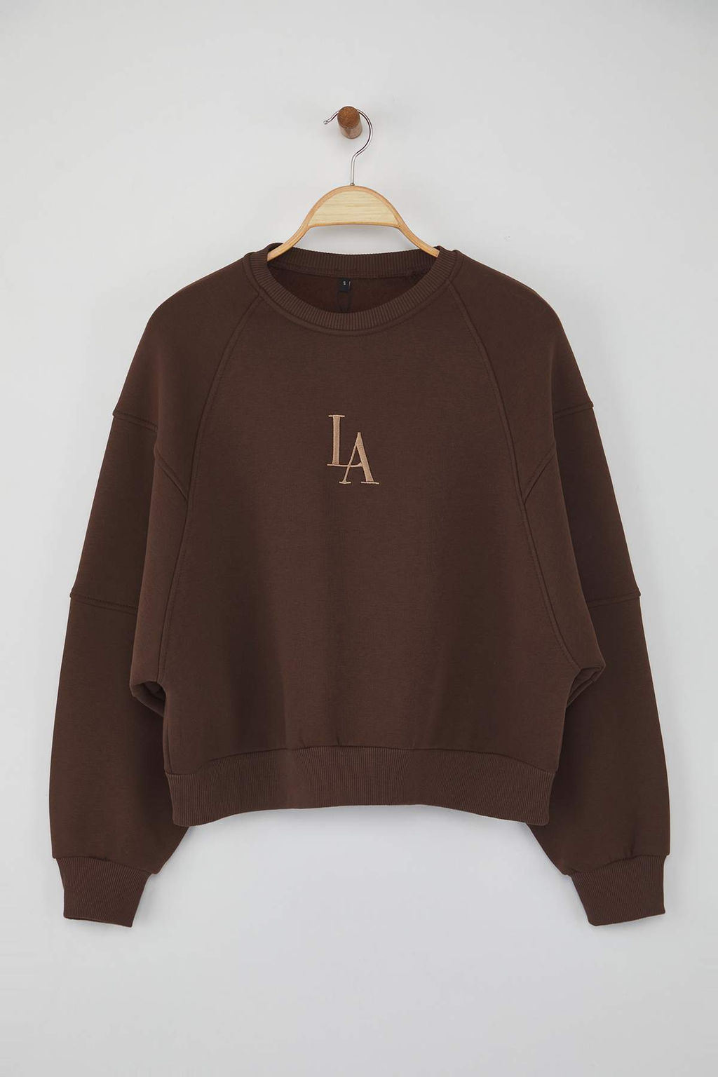 Kahverengi Bisiklet Yaka Regular Fit Nak?sl? Kal?n Ici Polarl? Orme Sweatshirt TWOAW24SW00199