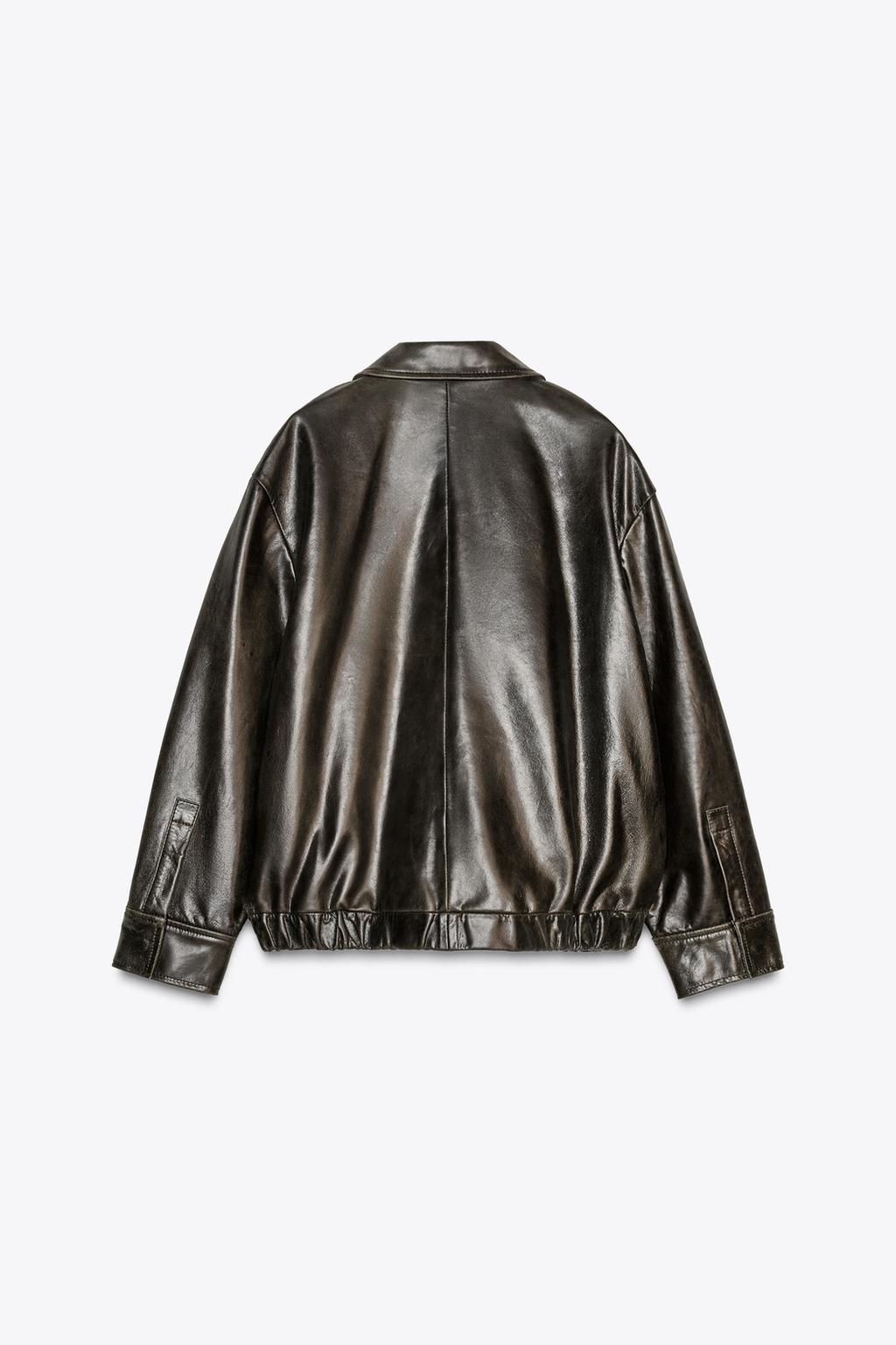 100% LEATHER BOMBER JACKET ZW COLLECTION LIMITED EDITION - Zara фото 7