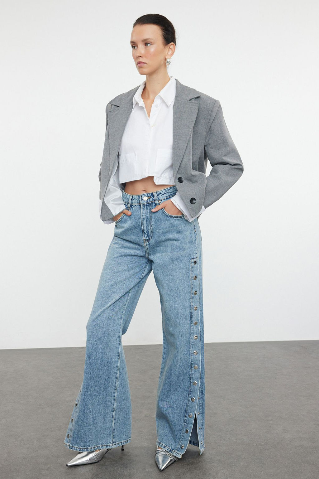 More Sustainable Mavi Aksesuar Detayl? Yuksek Bel Wide Leg Jeans TWOAW25JE00028 - Trendyolmilla фото 2