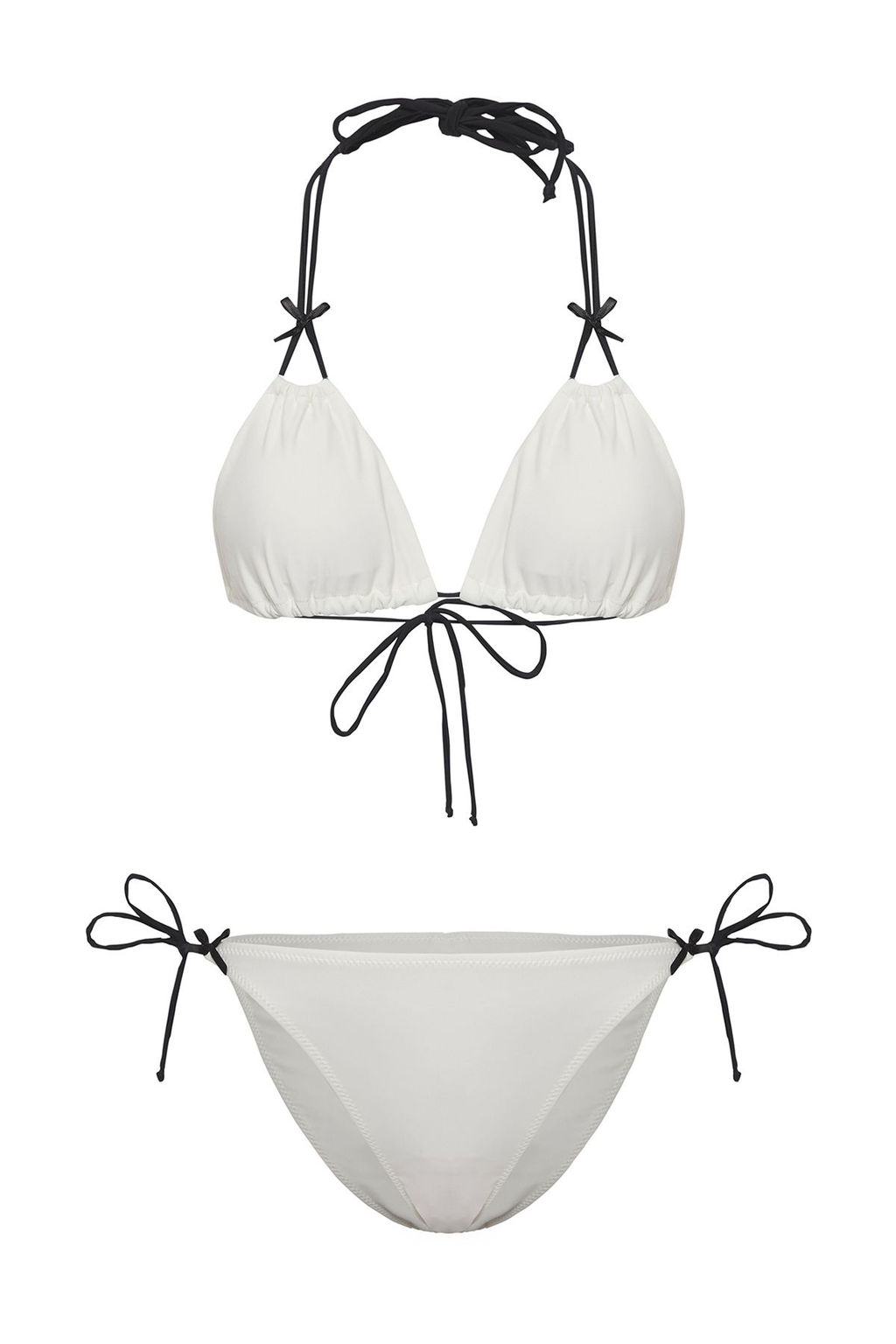 TRENDYOLMILLA Ekru Ucgen Kontrast Renk Fiyonk Detayl? Regular Pretty Bikini Tak?m? TBESS25BT00002  фото 5