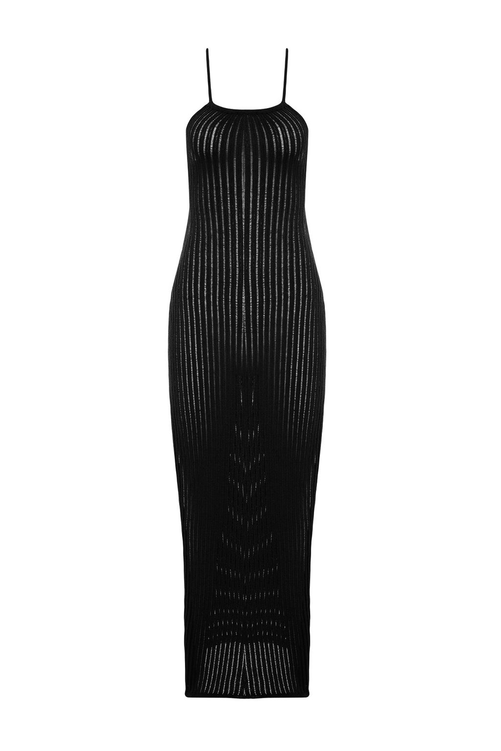 TRENDYOLMILLA Siyah Vucuda Oturan Maxi Triko S?rt Dekolteli Plaj Elbisesi TBESS24EL00054  фото 7