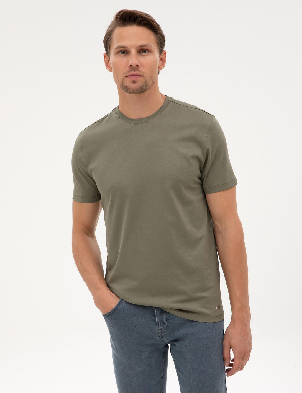 Haki Slim Fit Basic Ti__rt