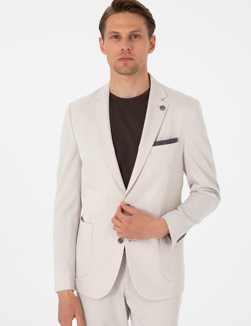 Bej Ex. Slim Fit Tak_m Elbise