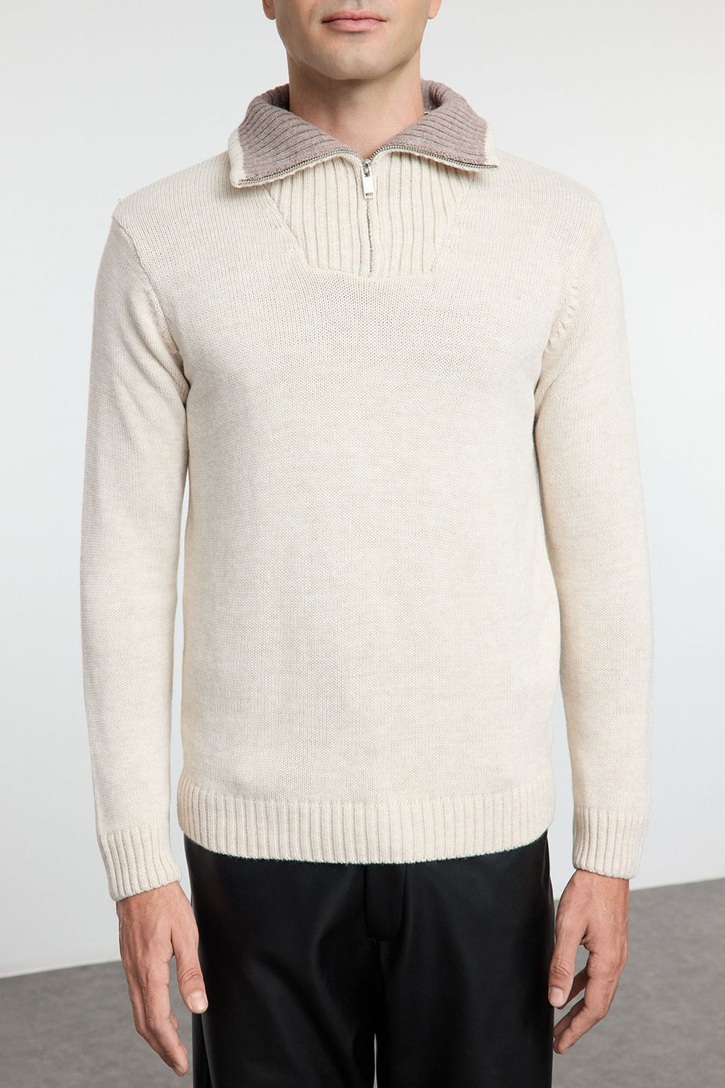 TRENDYOL MAN Lacivert Casual Regular Yar?m Bal?kc? Yaka Duz Triko Kazak TMNAW25KZ00008 - Trendyolmilla фото 12