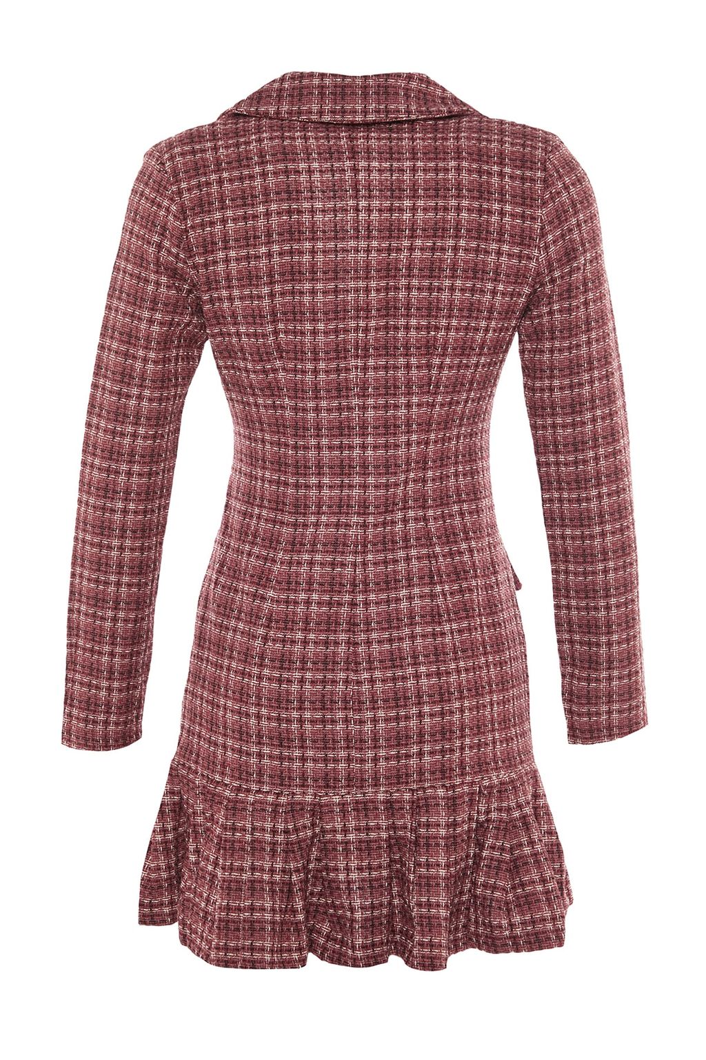 TRENDYOLMILLA Siyah Etegi Volanl? Dugme Detayl? Tuvit Dokuma Elbise TWOAW23EL00870  фото 8