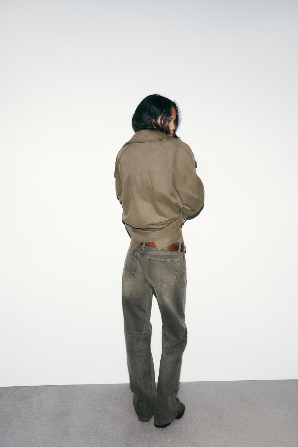 JEANS TRF WIDE LEG TIRO BAJO / Khaki claro - Zara фото 5