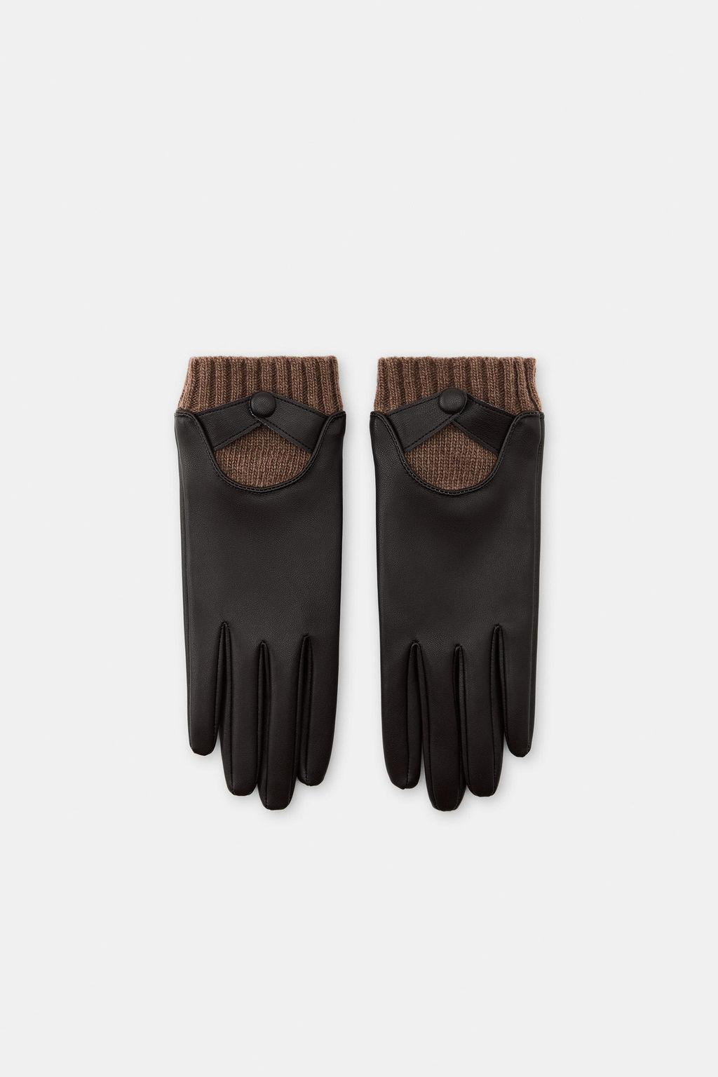 LEATHER EFFECT GLOVES WITH WOOL - Zara фото 2