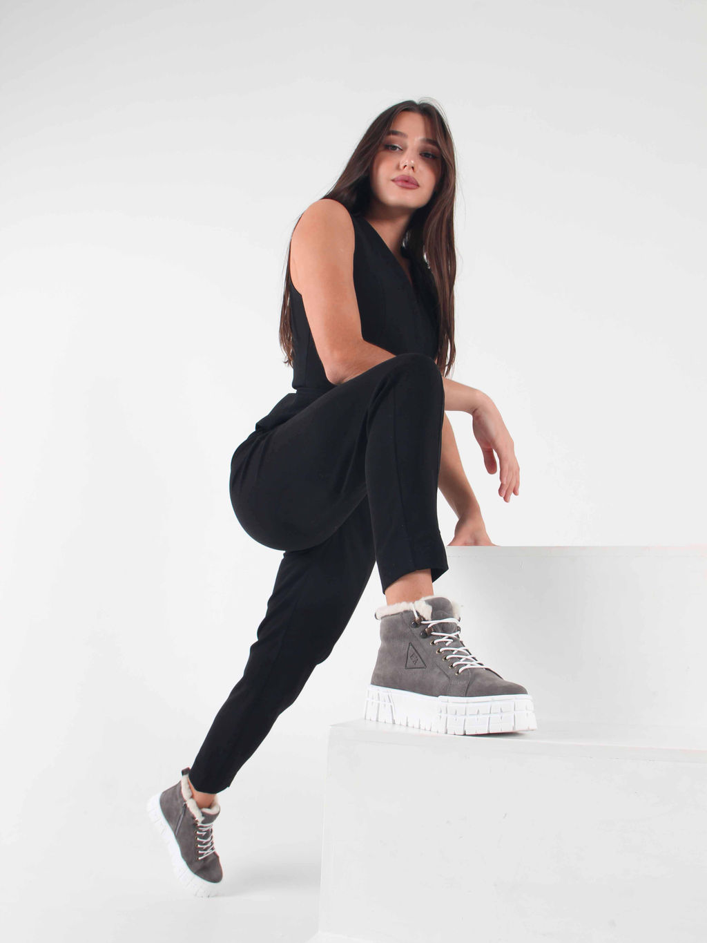 Ботинки 243.212131w. серый замок замша/Мех