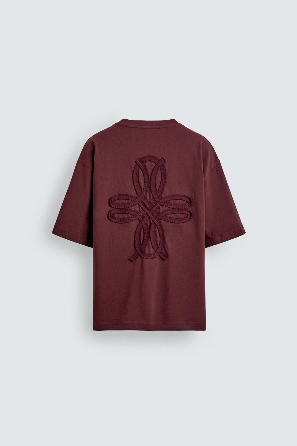 CAMISETA RELAXED FIT BORDADO / burdeos/crudo