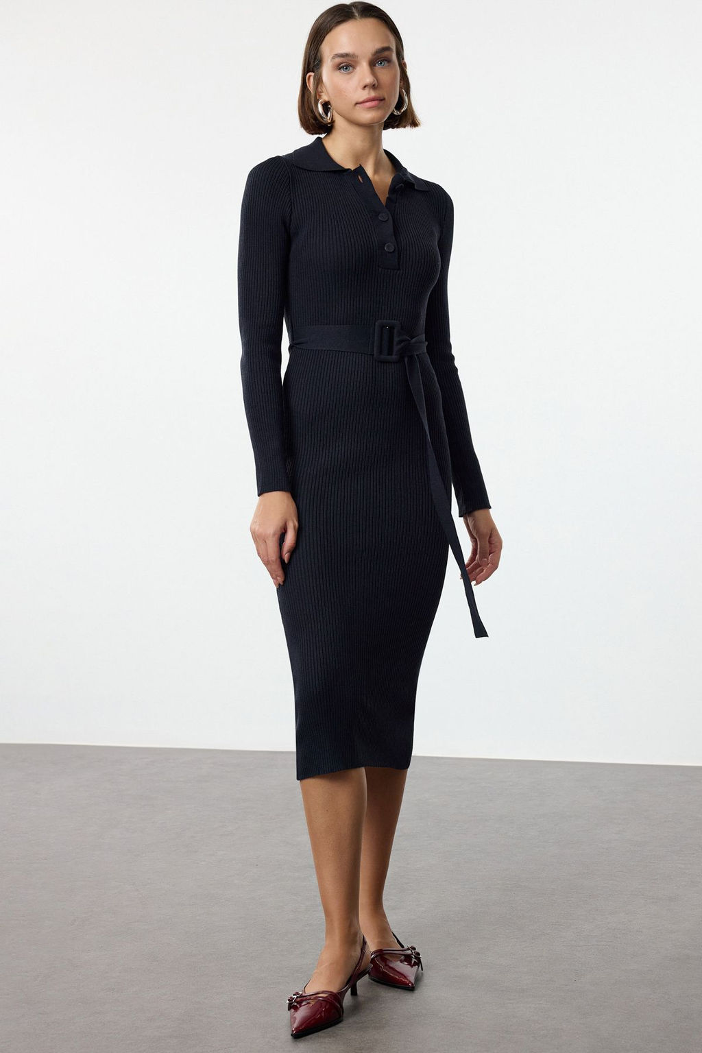 TRENDYOLMILLA Lacivert Maxi Kusakl? Triko Elbise TWOAW25EL00442