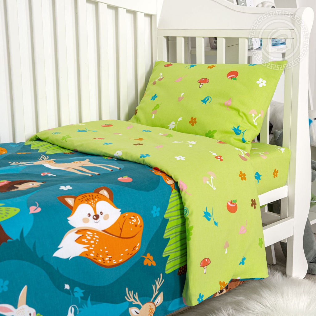 Постельное белье На опушке (бязь ясельная) Детский/Пододеяльник: 1 шт. - 147*112; Простыня: 1 шт. - 150*110; Наволочка: 1 шт. - 40*60; Бязь ясельная - Артпостелька фото 4