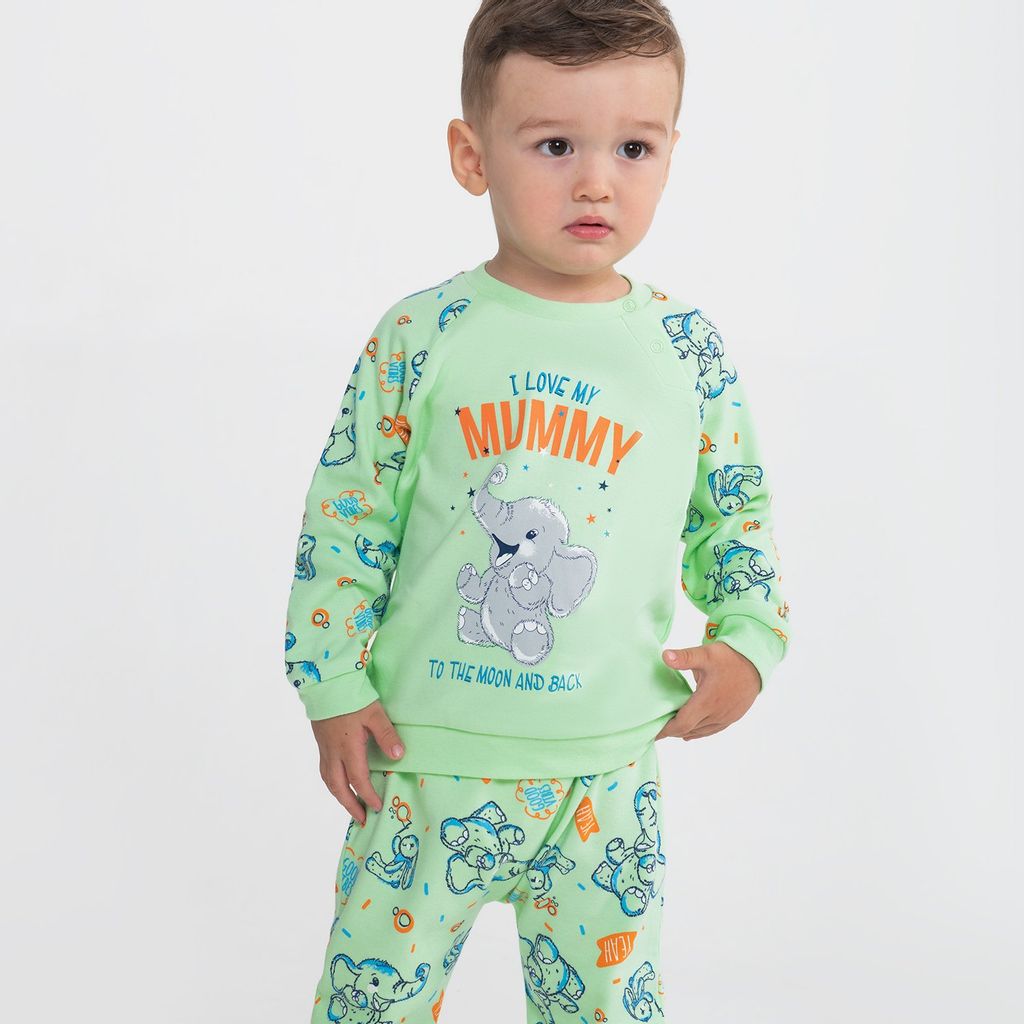 CRB wear/CWNB 90047-37-285 Комплект для мальчика (джемпер, брюки), светло-зеленый/Ex.Cherubino  фото 2