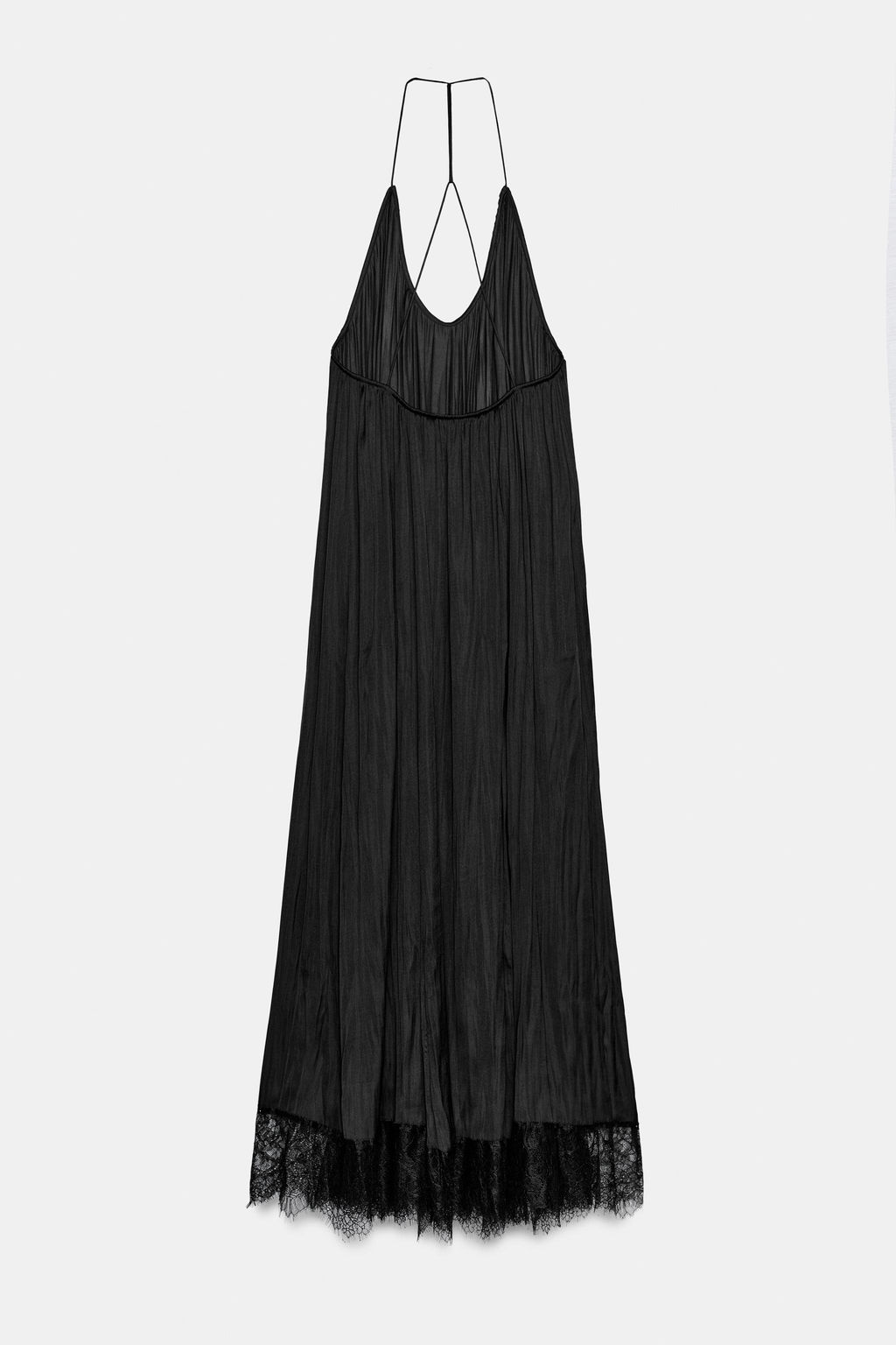 VESTIDO HALTER SATINADO ENCAJE ZW COLLECTION / Negro - Zara фото 6