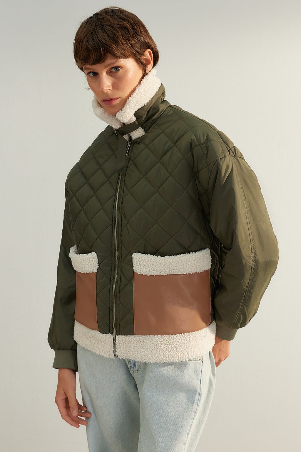 TRENDYOLMILLA Haki Kapitone Pelus Detayl? Mont TWOAW24MO00310 фото 2