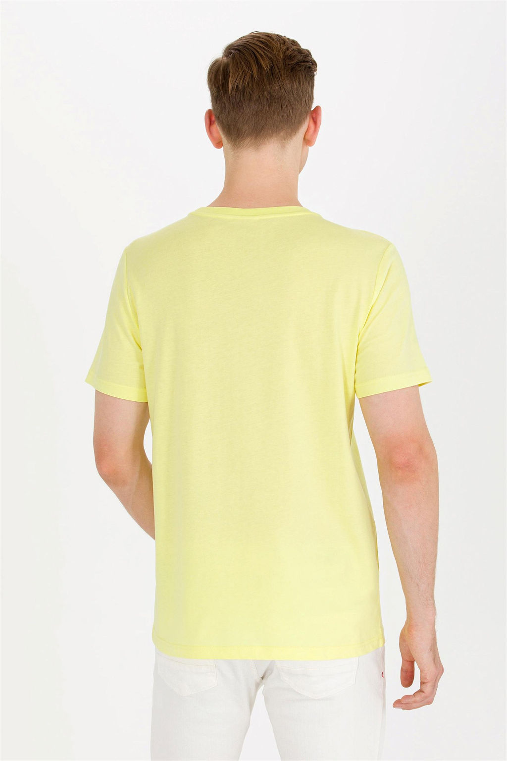 U. S. Polo Assn Мужская светло-желтая базовая футболка с круглым вырезом - U.s. polo assn фото 13