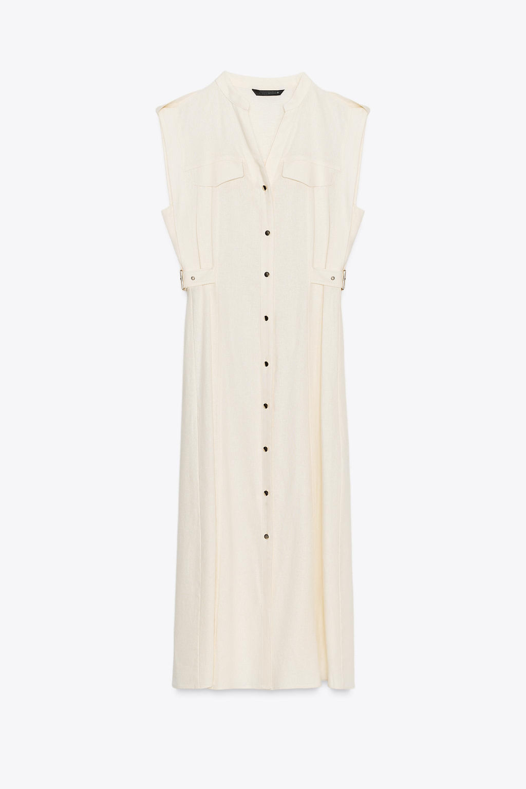 MIDI DRESS WITH BELT LOOPS IN A LINEN BLEND - Zara фото 14