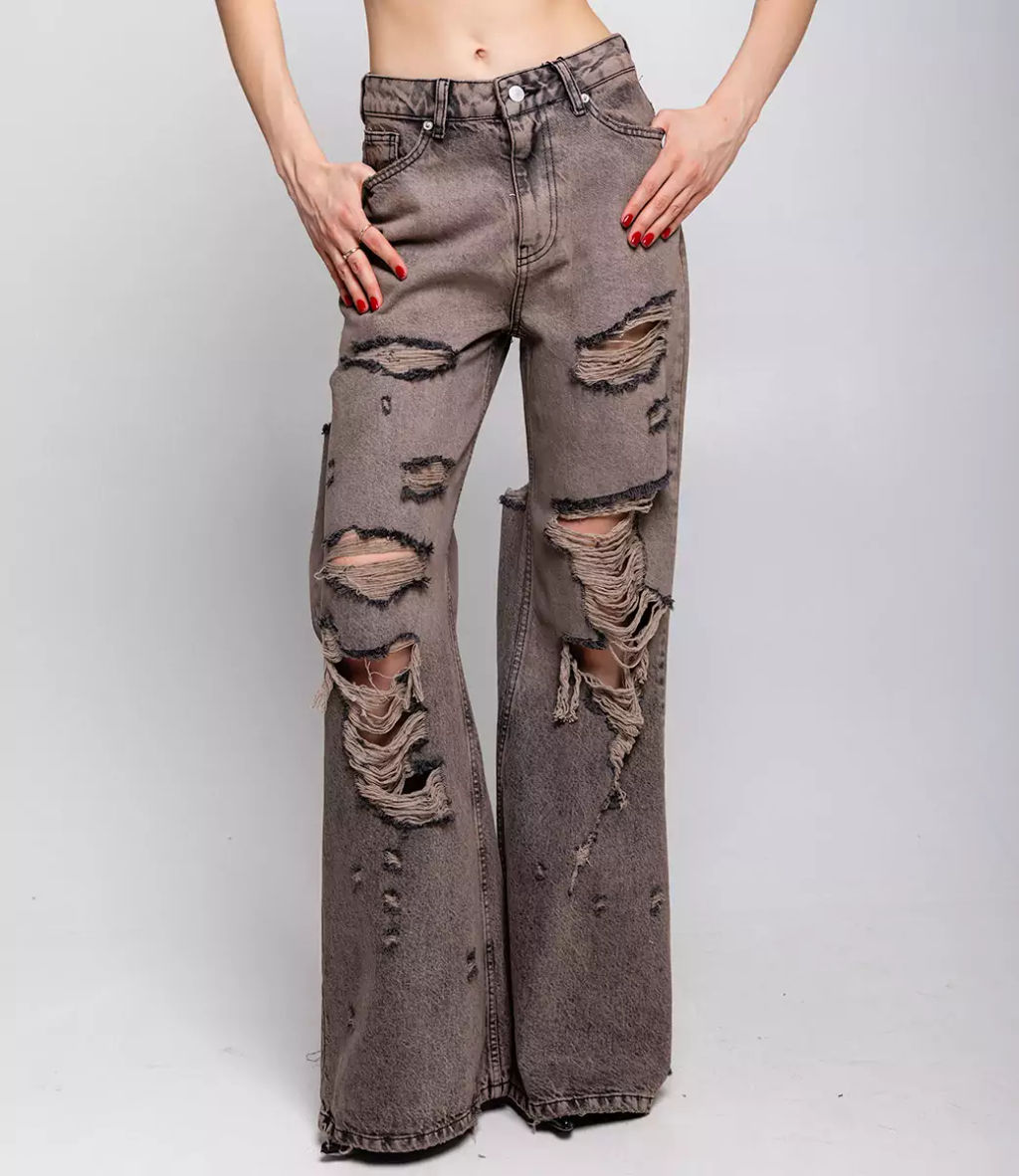 Джинсы #БШ2206, бежево-серый