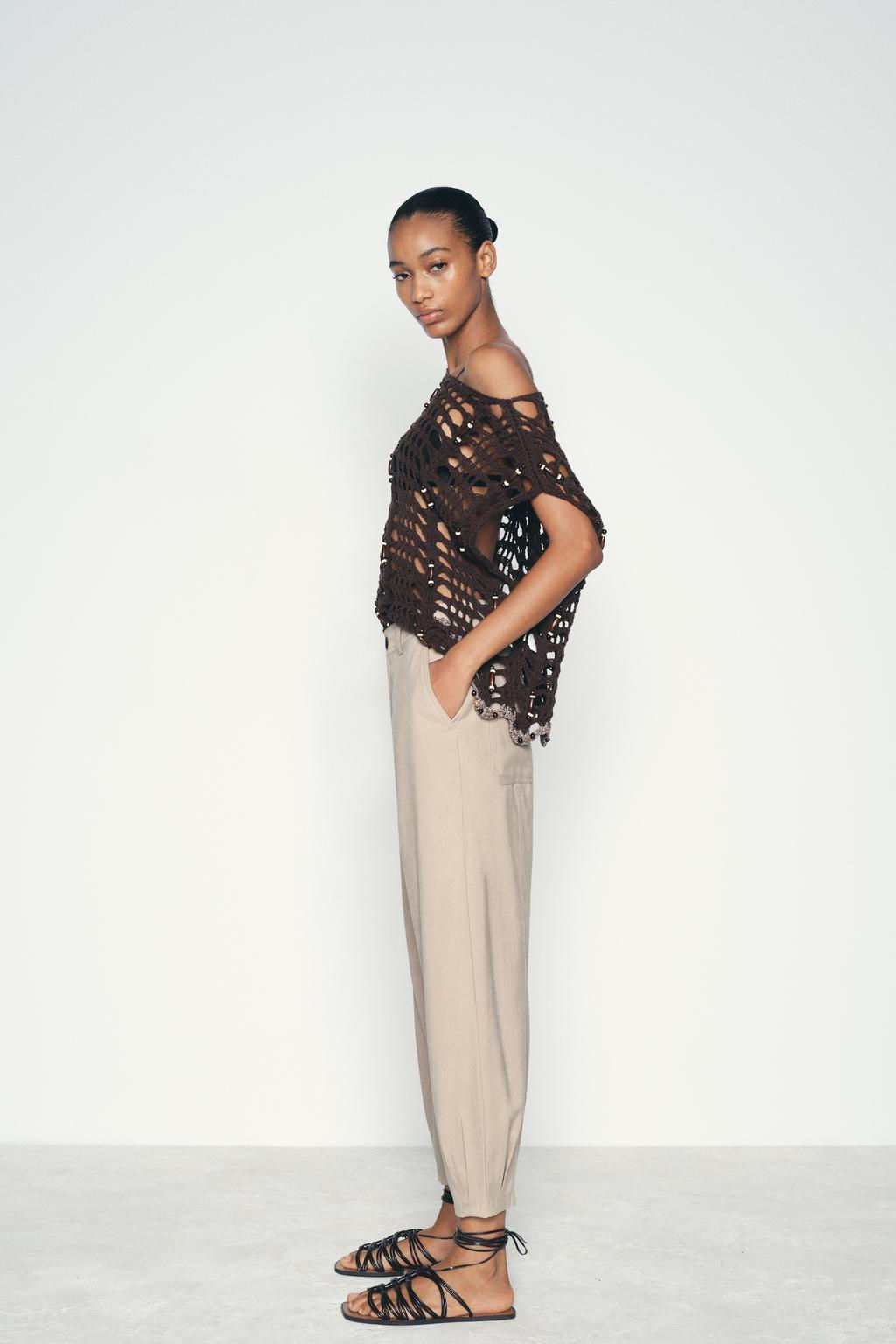 OPEN-KNIT TOP WITH BEADING - Zara фото 2