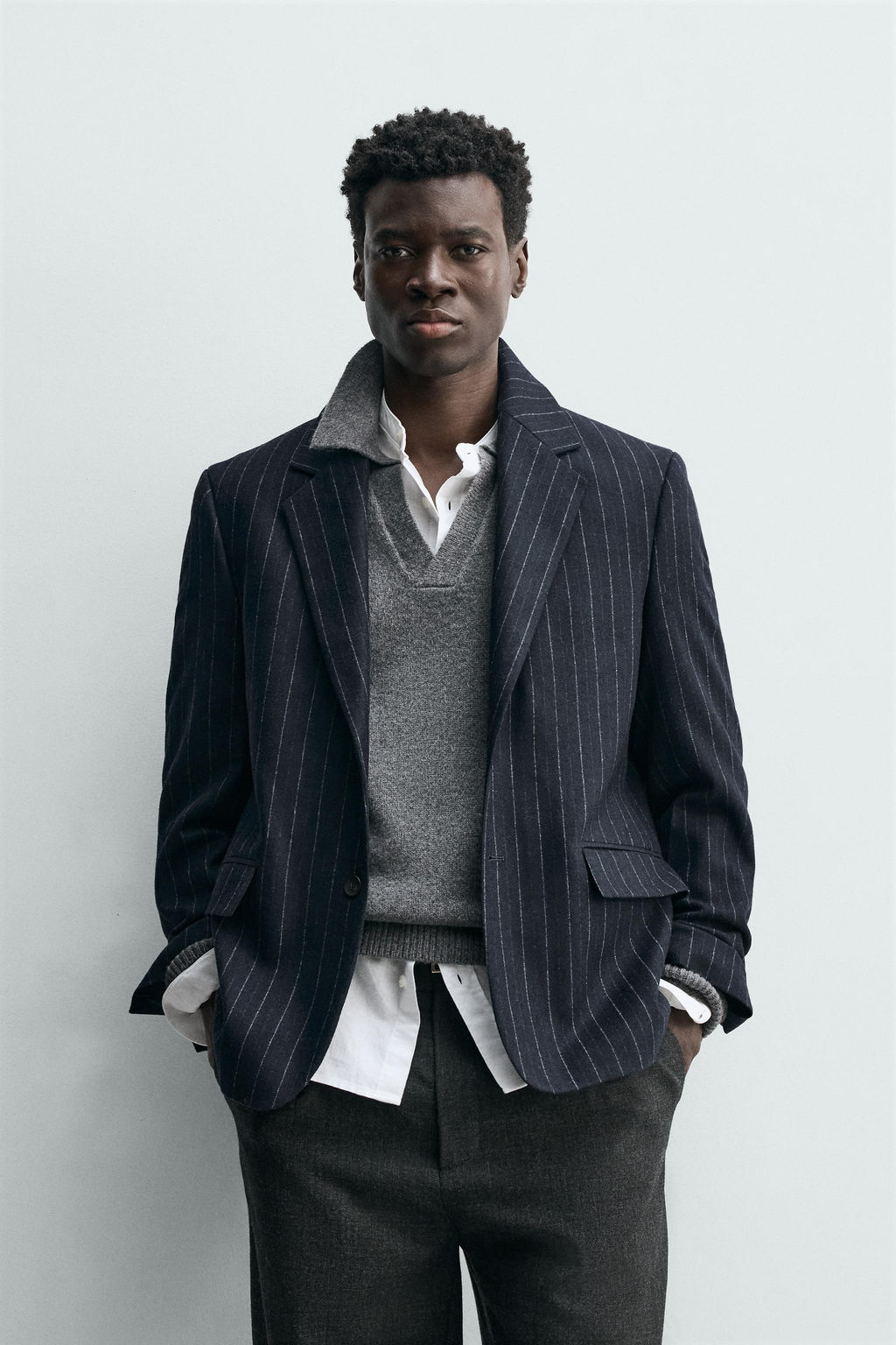STRIPED FLANNEL BLAZER - Zara фото 2