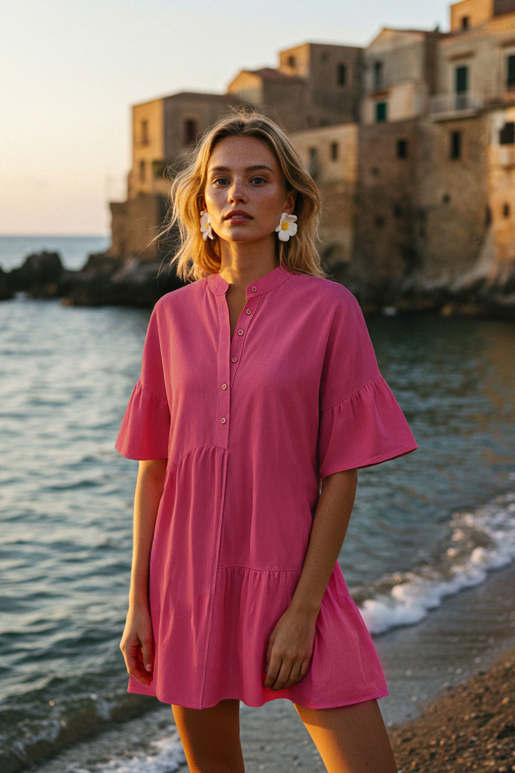 TRENDYOLMILLA Siyah Dokuma Flaml? Pamuk Genis Kal?p Mini Plaj Elbisesi TBESS20EL0873 фото 36