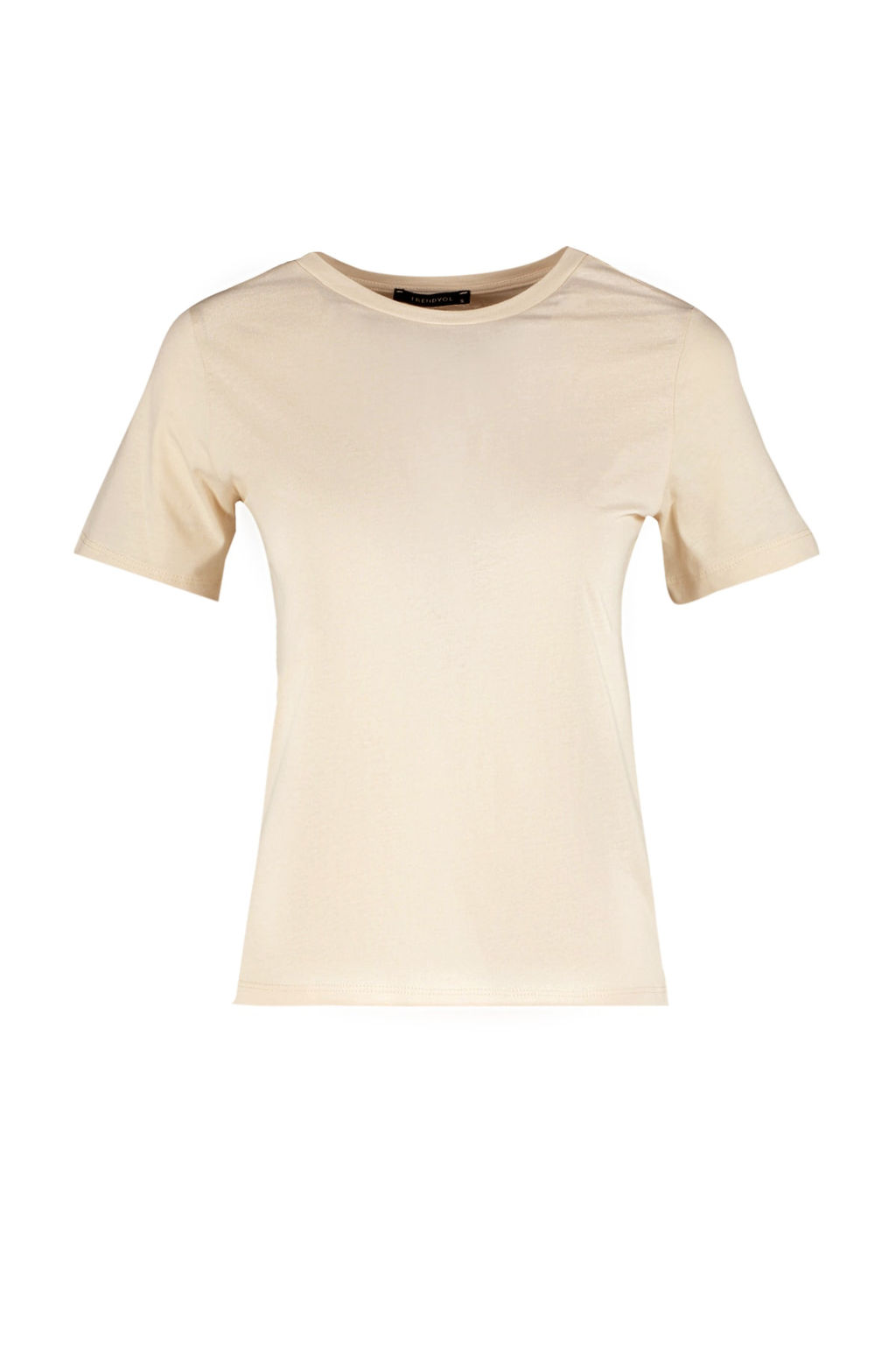 Ac?k Bej %100 Pamuk Basic Bisiklet Yaka Orme T-Shirt TWOSS23TS00000