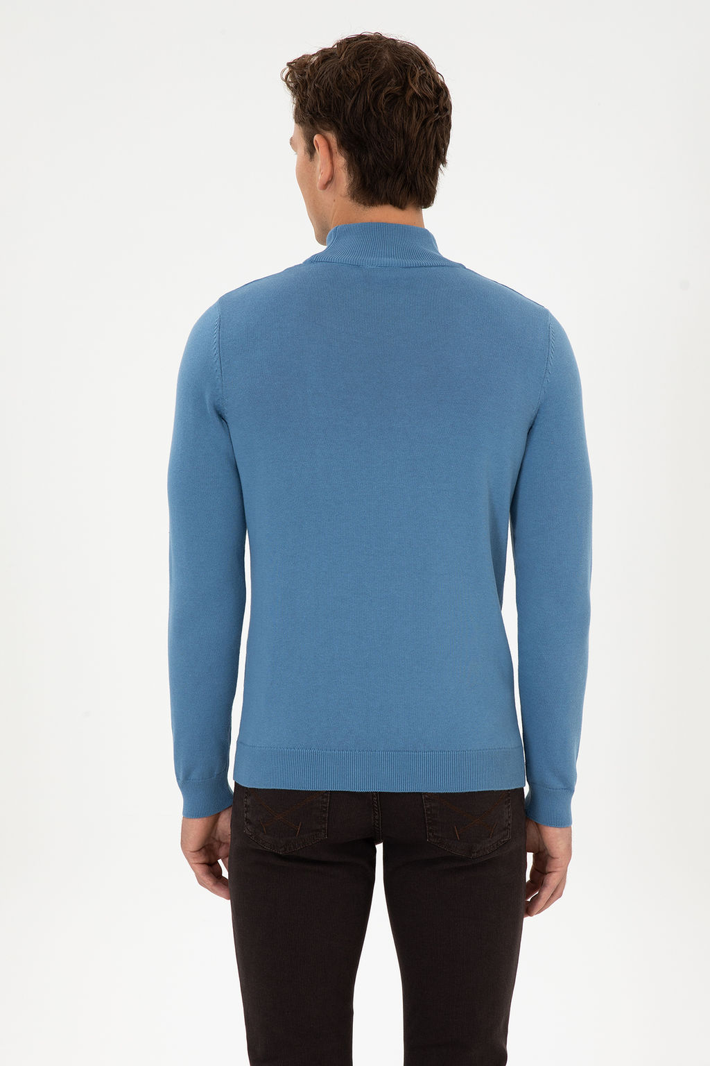 Erkek Slim Fit Yar_m Bal_k__ Yaka Saks Basic Kazak - U.s. polo assn фото 12