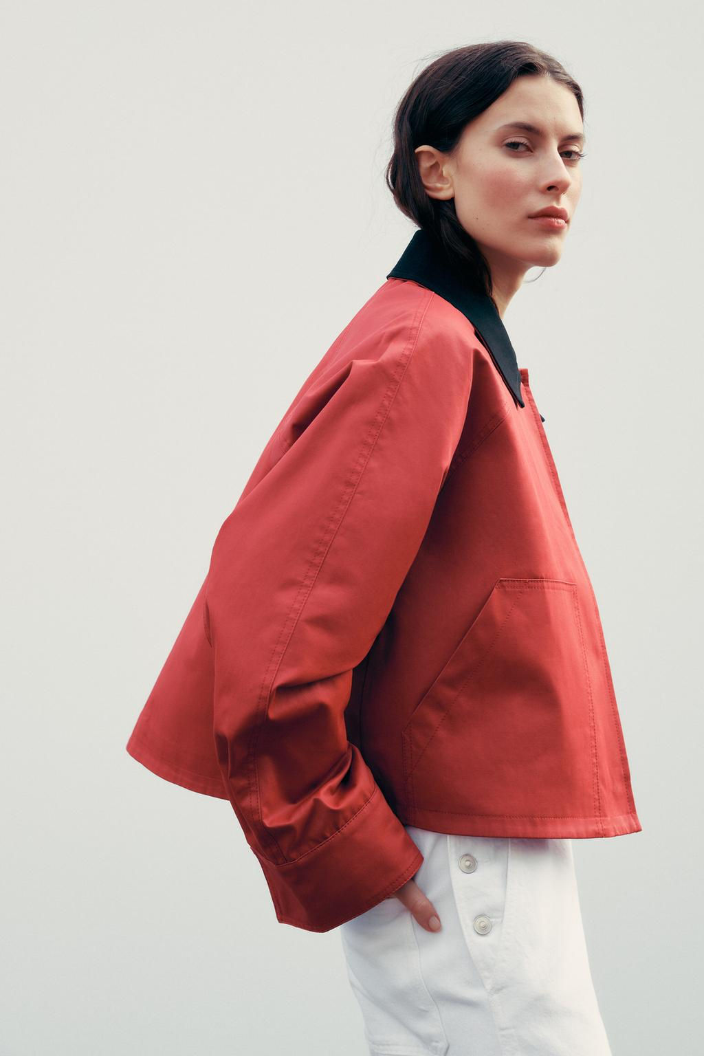 WAXED JACKET WITH CONTRAST COLLAR - Zara фото 3