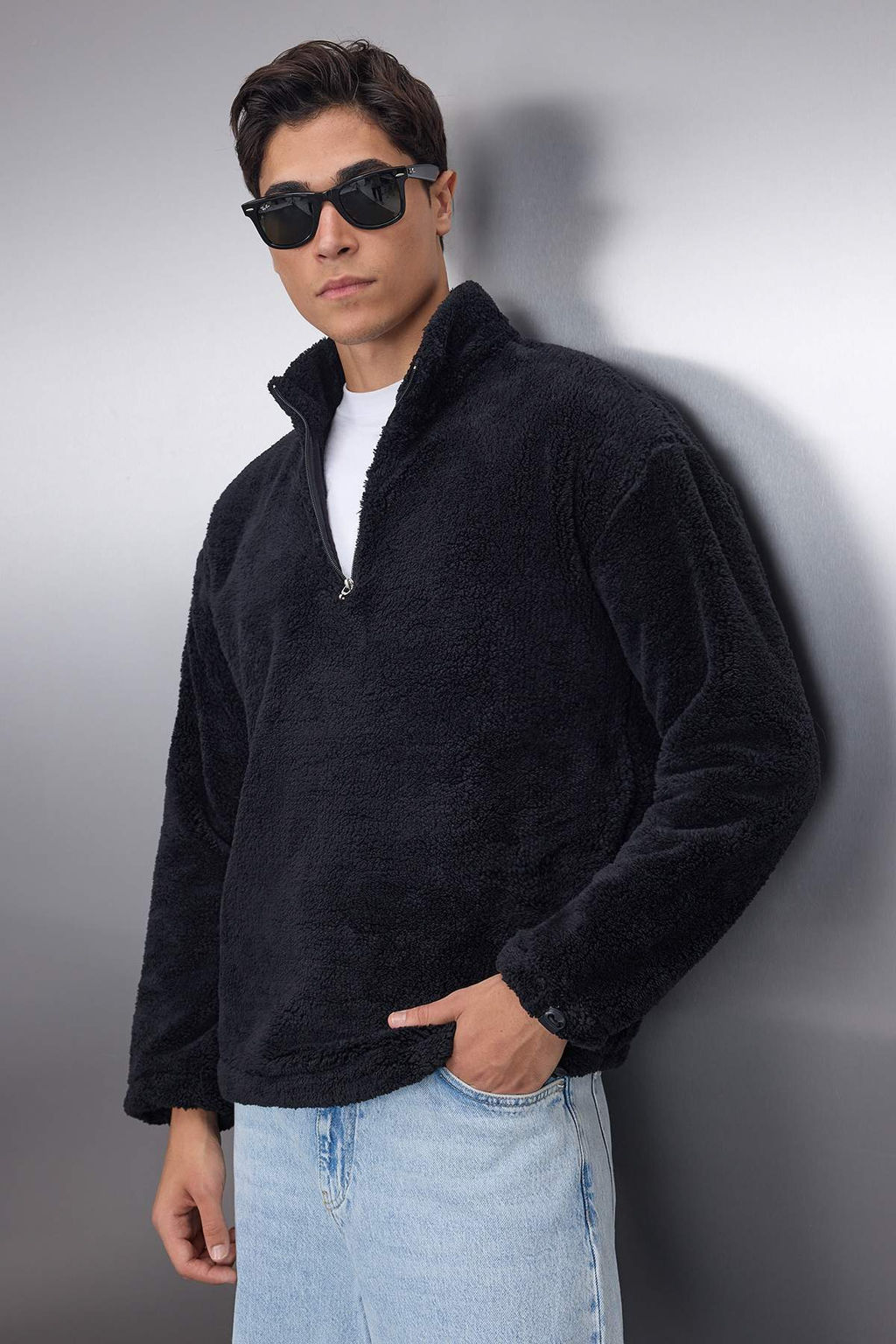 TRENDYOL MAN Bej Regular/Normal Kesim Stoperli Kal?n Polar/Pelus Sweatshirt TMNAW22SW0618 - Trendyolmilla фото 2
