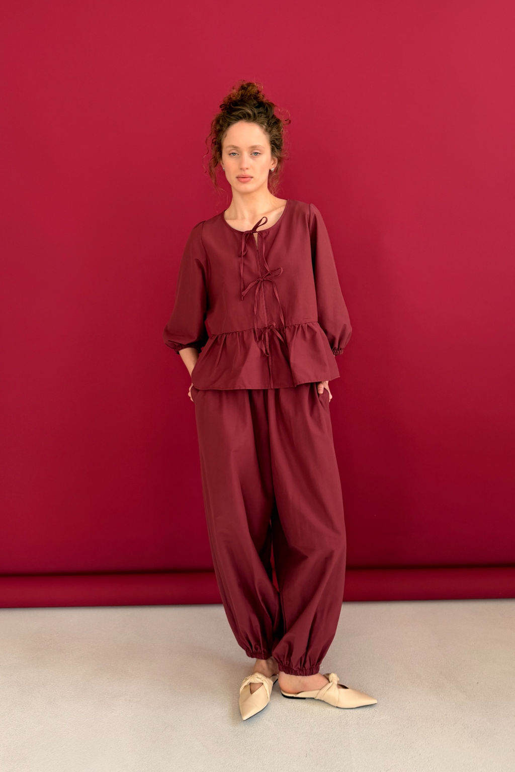 Блузка NATURE093/05/Винный - M&G all natural фото 2