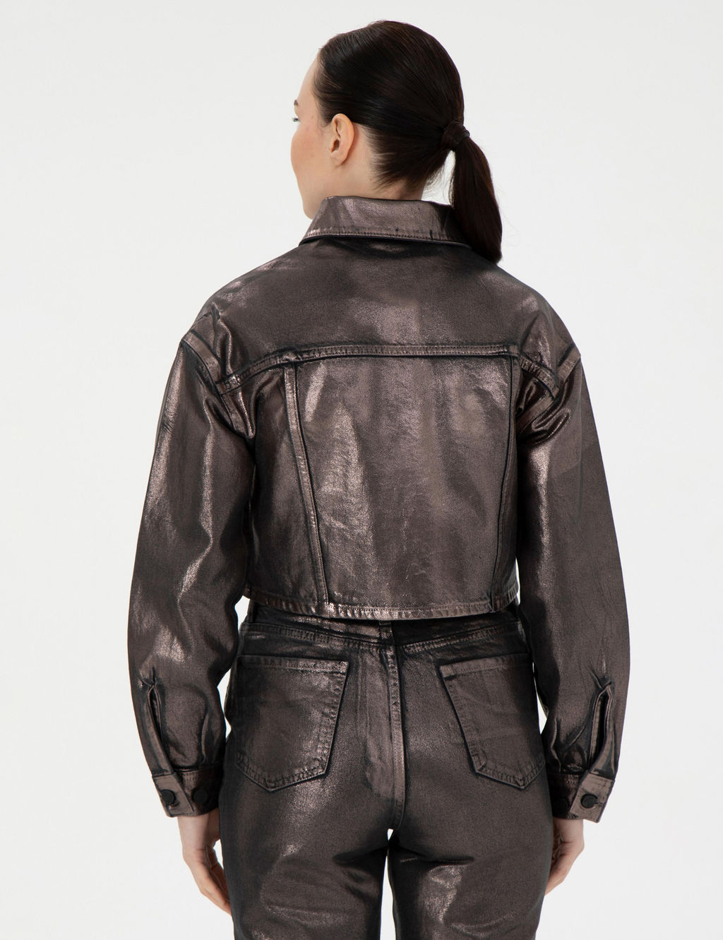 Antrasit Crop Top Jean Ceket - Pierre cardin фото 5