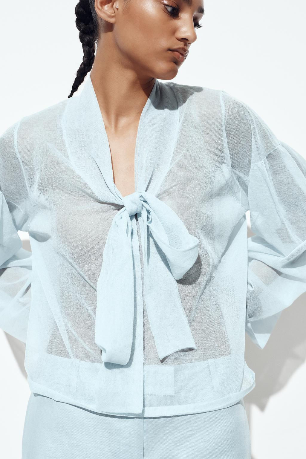 SEMI-SHEER KNITTED BLOUSE - Zara фото 11