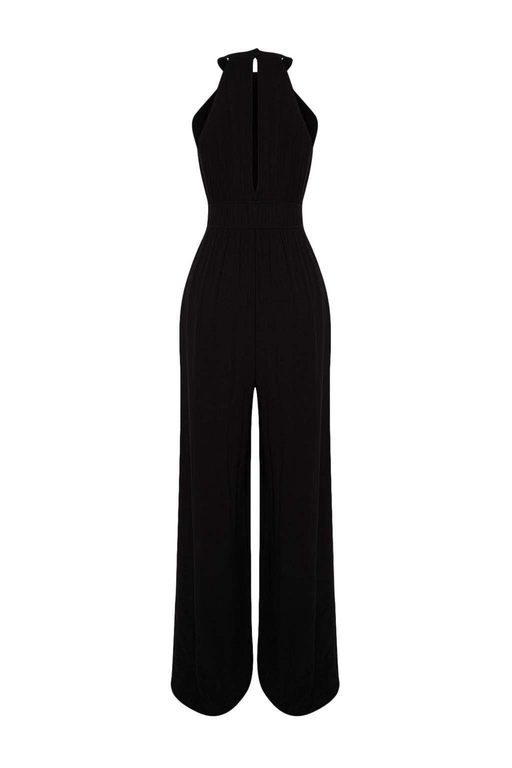 Siyah Beli Buzgu Detayl? Genis Paca Maxi Dokuma Tulum TWOSS23TU00121