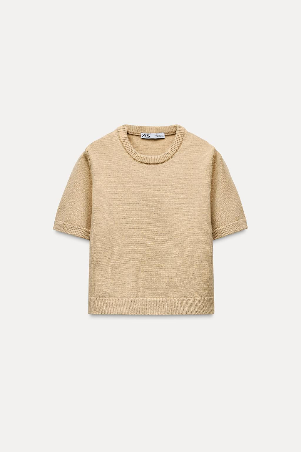 BASIC PLAIN KNIT SHORT SLEEVE TOP - Zara фото 7