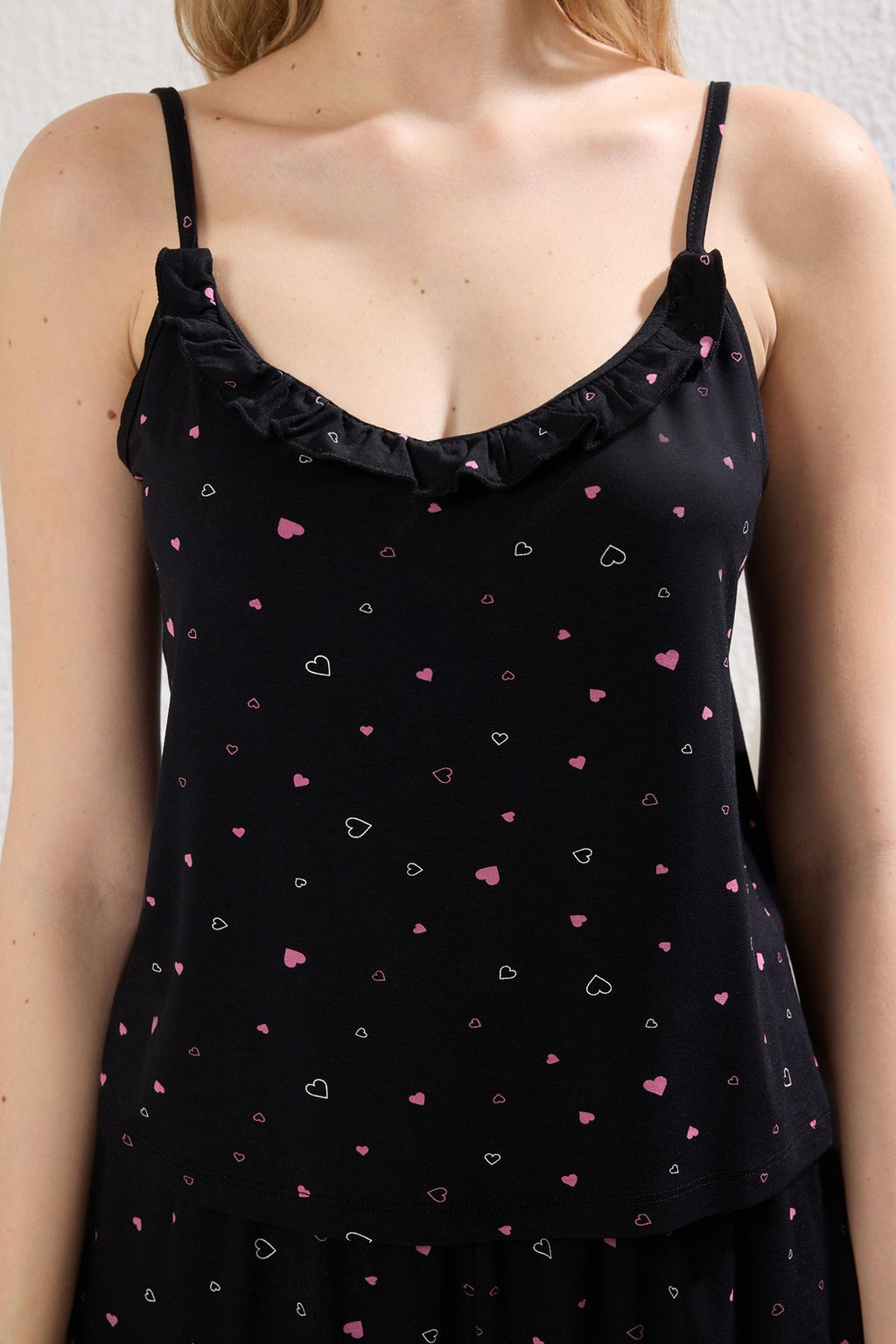 Trendyolmilla Siyah Kalpli F?rf?rl? Ip Ask?l? Sortlu Orme Pijama Tak?m? THMSS25PT00282