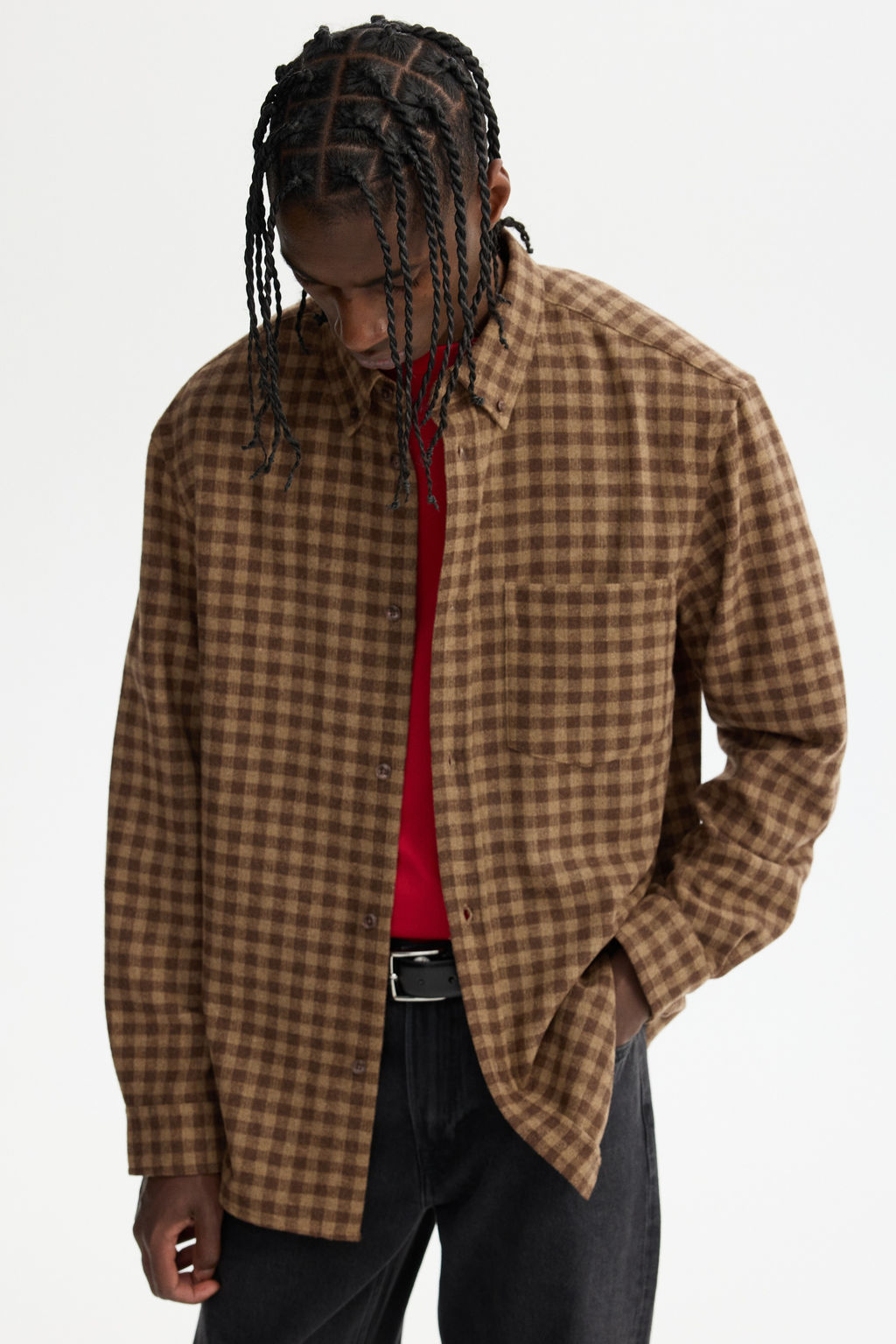 Camisa en mezcla de lana Relaxed Fit - H&m фото 3