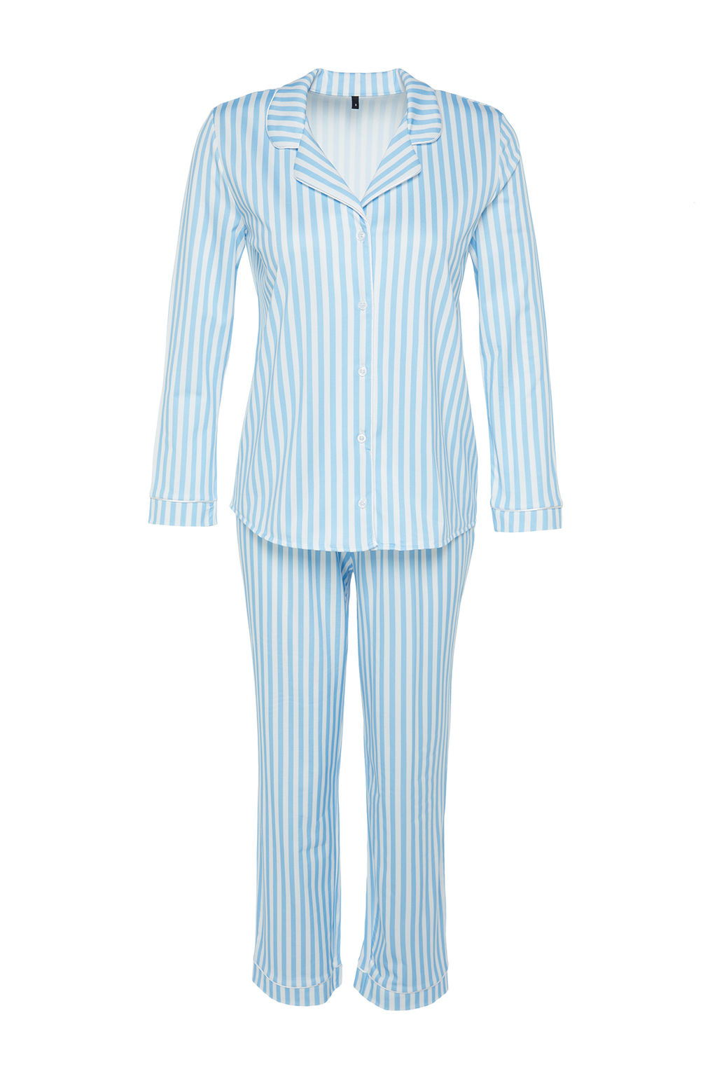 Trendyolmilla Pembe Cizgi Desenli Biyeli Ici Polarl? Gomlek-Pantolon Orme Pijama Tak?m? THMAW24PT00050