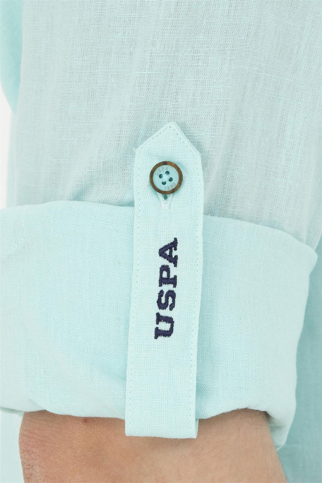 Мужская базовая рубашка зеленого цвета с длинным рукавом Неожиданная скидка в корзине - U.s. polo assn фото 7