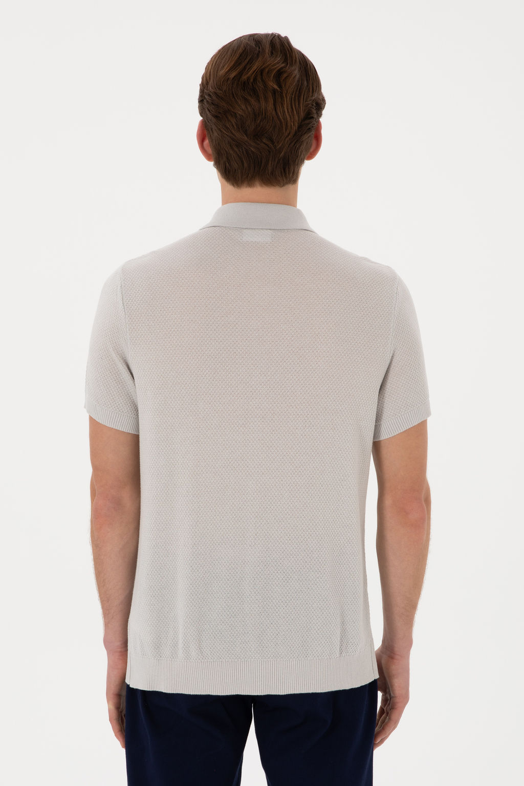 Erkek Regular Fit A__k Gri D__meli Triko Ti__rt Sepette S_rpriz _ndirim - U.s. polo assn фото 12