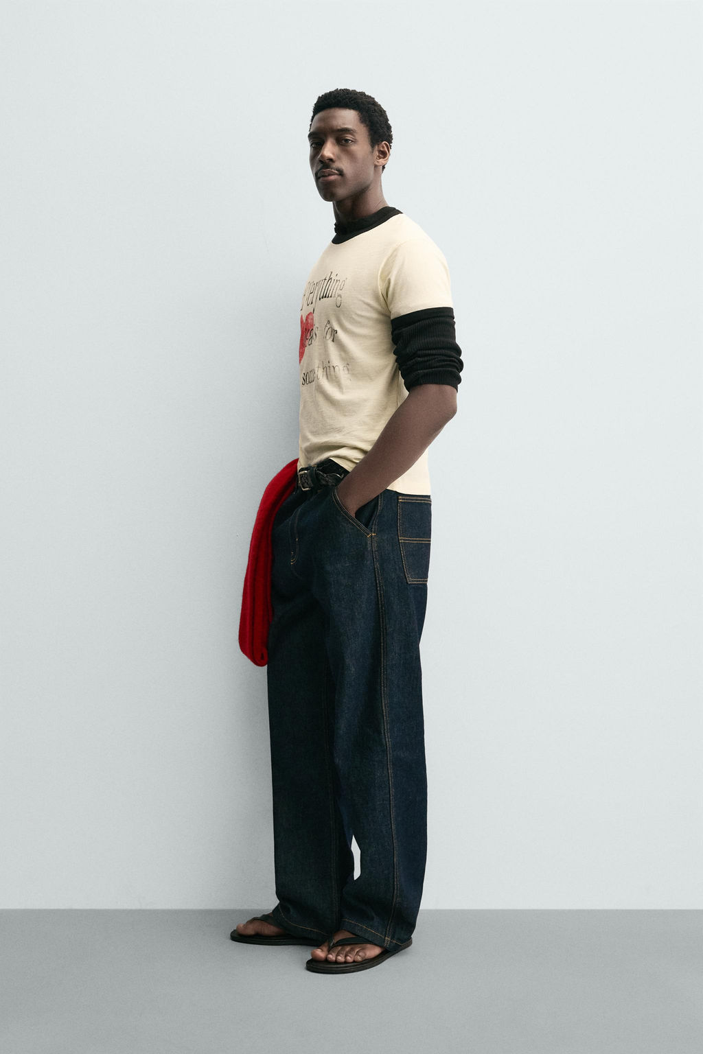 RIB T-SHIRT WITH CONTRAST HEART - Zara фото 4