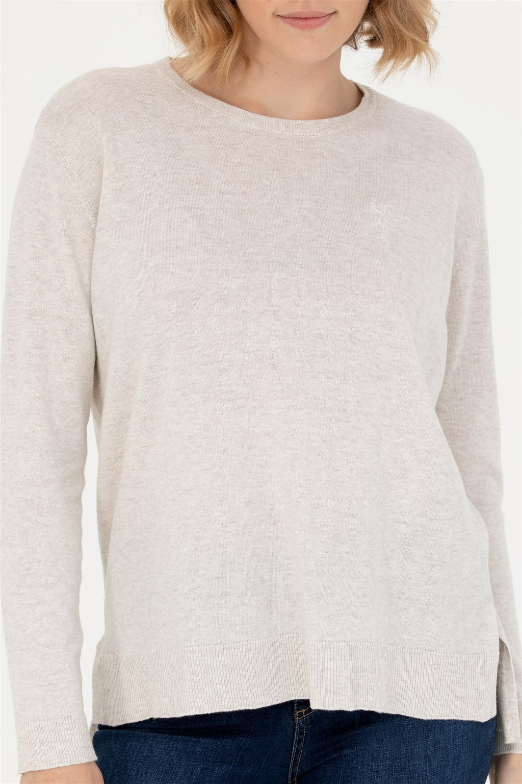 U. S. Polo Assn Женский базовый свитер с круглым вырезом и каменным меланжом - U.s. polo assn фото 6