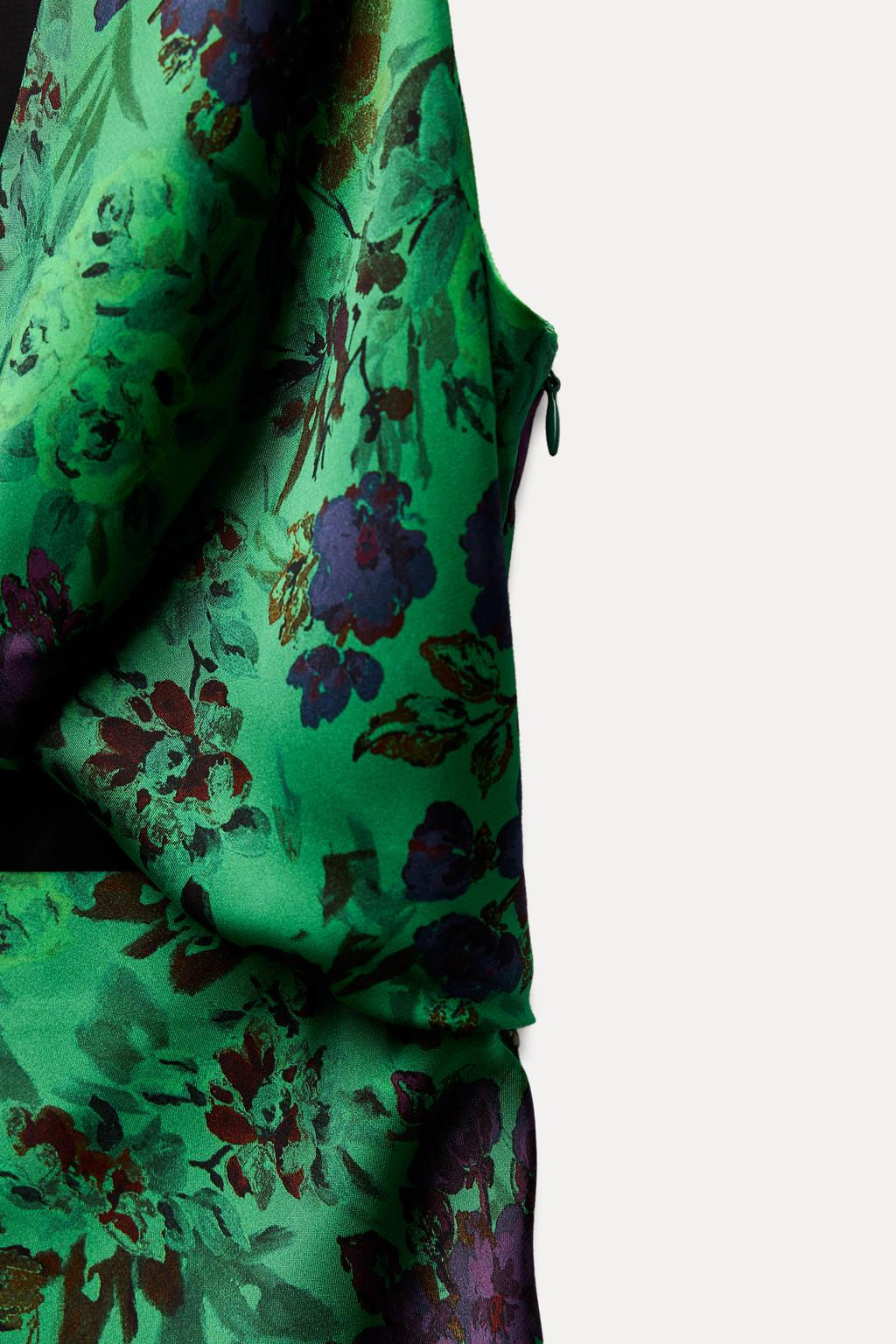 FLORAL PRINT SATIN DRESS - Zara фото 7