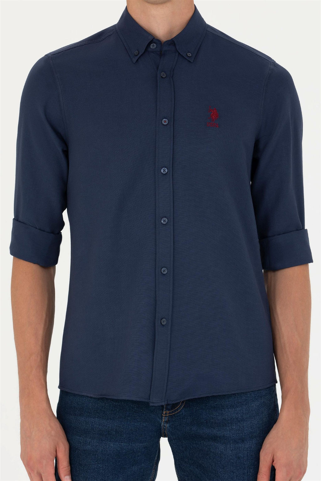 Мужская темно-синяя базовая рубашка с длинным рукавом Неожиданная скидка в корзине - U.s. polo assn фото 6