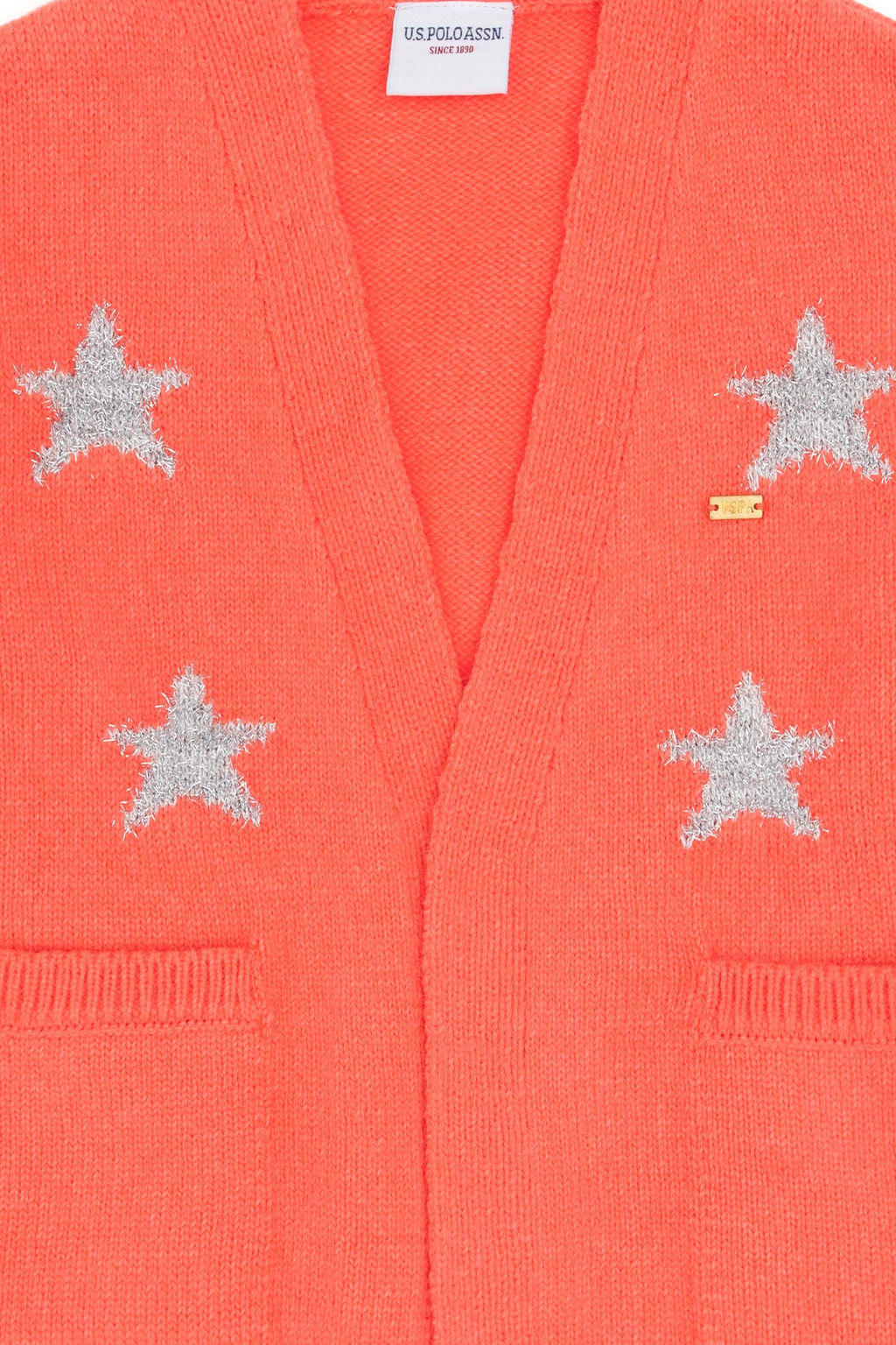 Трикотажный кардиган с цветком граната для девочки - U.s. polo assn фото 3