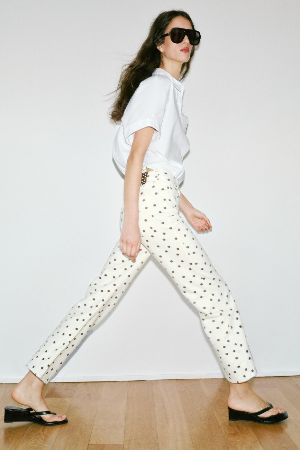 JEANS Z1975 MINI FLARE TIRO MEDIO LUNARES / Blanco roto - Zara фото 4